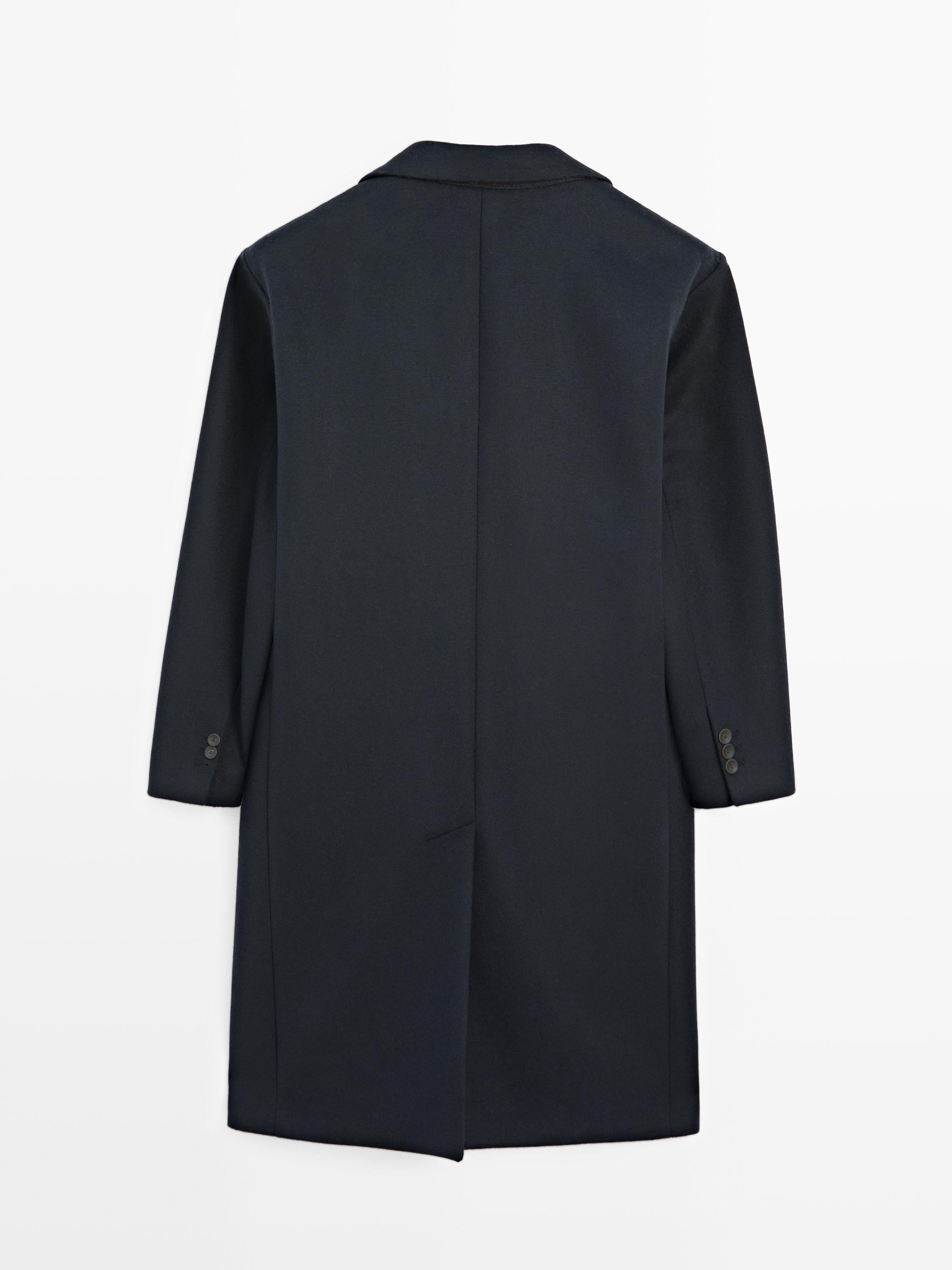 Long wool blend coat with lapel - LIMITED
